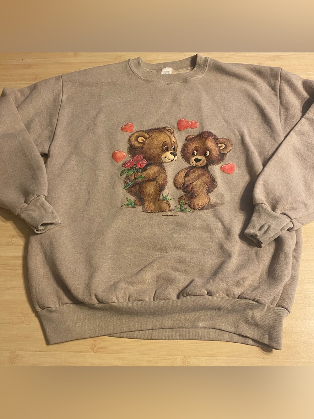 Vintage Bears Pullover Sweatshirt Global Impressions Love Roses Large Unisex